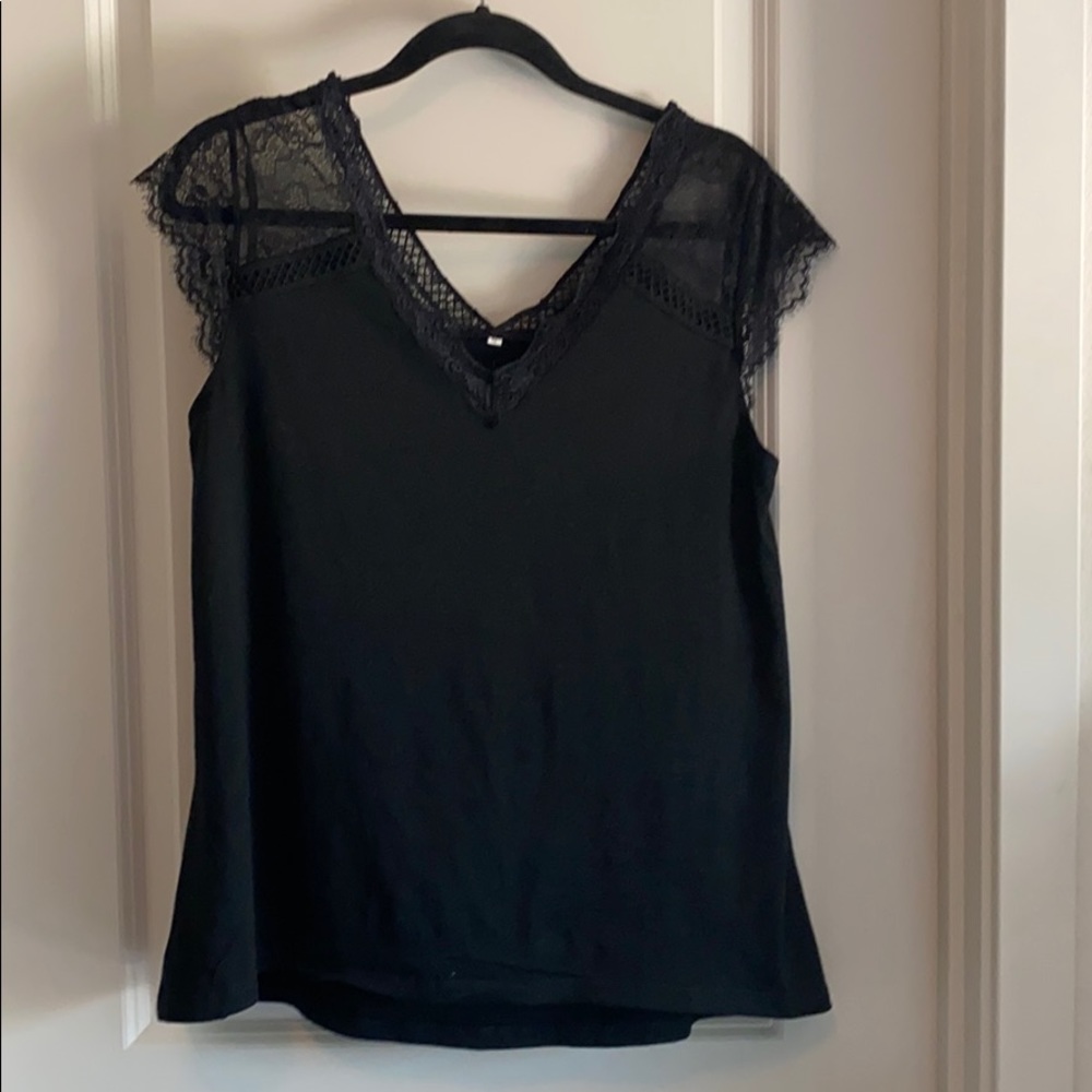 Over-Sized Black Lace Tank